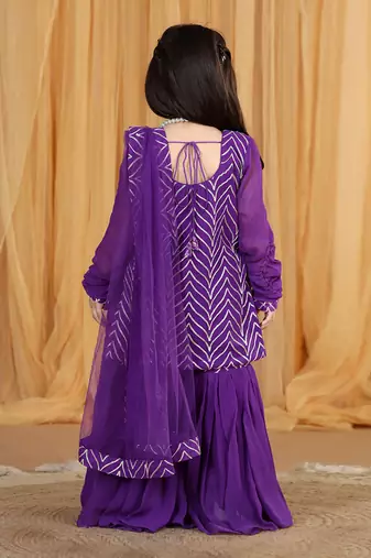 Purple gotta work sharara set