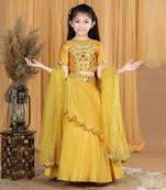 Mustard yellow mirror work lehanga set