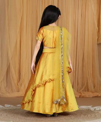 Mustard yellow mirror work lehanga set 5