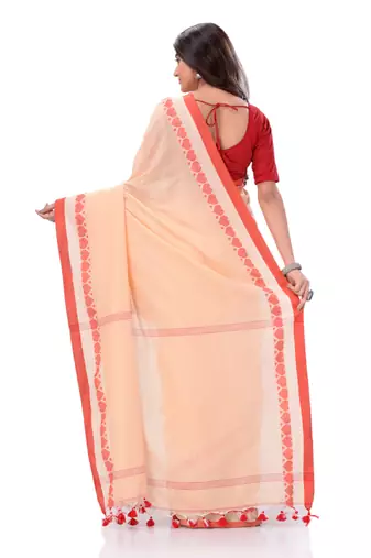 Desh bidesh women`s traditional bengali tant handloom cotton saree royel loveria design with blouse piece