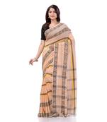 Cream woven cotton saree with blouse