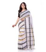 White woven cotton saree with blouse