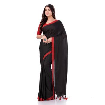 Black woven cotton saree  1