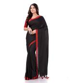 Black woven cotton saree 