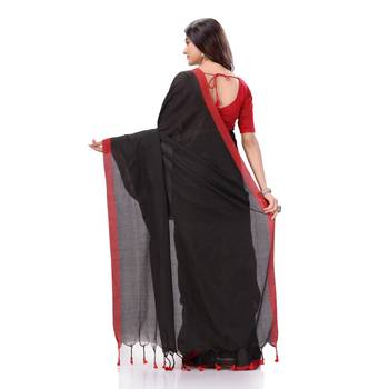 Black woven cotton saree  3