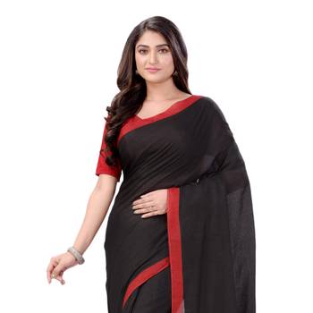 Black woven cotton saree  4