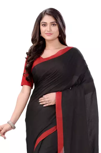 Black woven cotton saree 