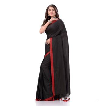 Black woven cotton saree  5