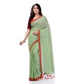 Green Woven Cotton Saree Without Blouse