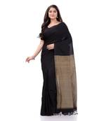 Black Woven Cotton Saree Without Blouse