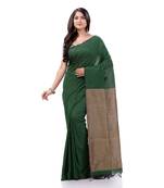 Green Woven Cotton Saree Without Blouse