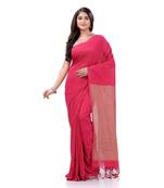 Pink Woven Cotton Saree Without Blouse