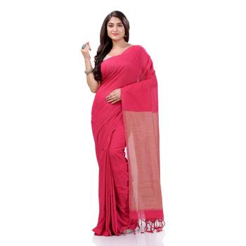 Pink Woven Cotton Saree Without Blouse 2