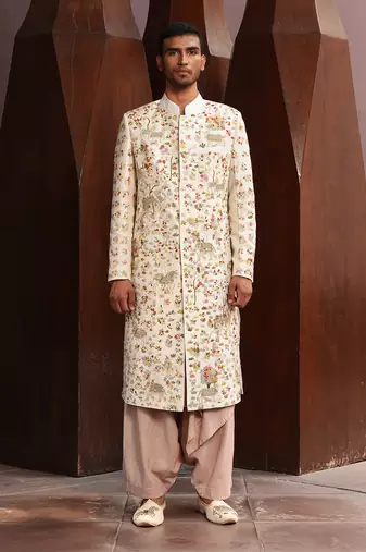 Off white einstein sherwani