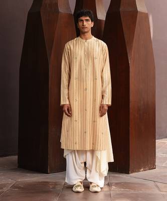 Beige bat man kurta 1