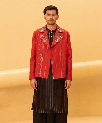 Red thor biker jacket 1