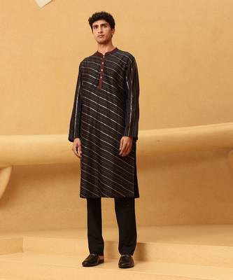 Black thor diagonal line kurta 1