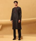 Black thor diagonal line kurta