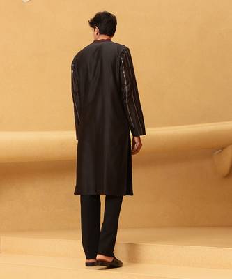 Black thor diagonal line kurta 2