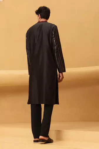 Black thor diagonal line kurta