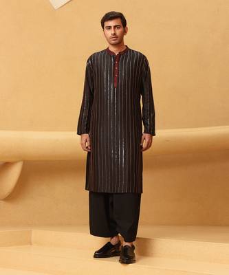 Black thor straight line kurta 1