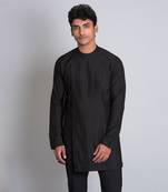 Black cotton silk short kurta
