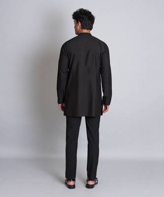 Black cotton silk short kurta 3