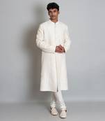 Off white silk sherwani