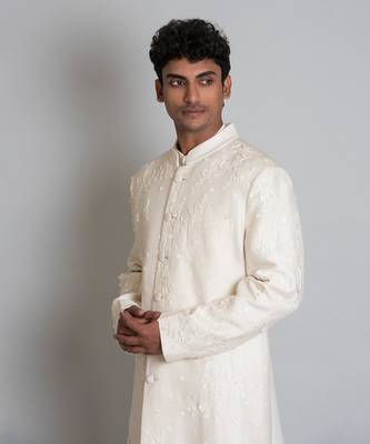 Off white silk sherwani 2