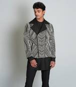 Black matka silk biker jacket