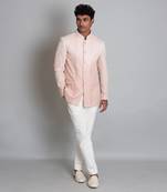 Powder brown ombre linen bandhgala