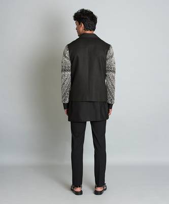 Black matka silk biker jacket 2