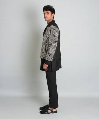 Black matka silk biker jacket 3