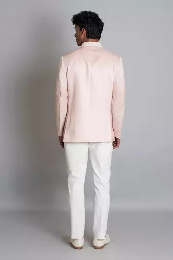 Powder brown ombre linen bandhgala
