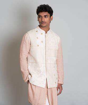 Water pink raw silk bandi 1