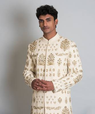 Off white hand embroidered sherwani 2