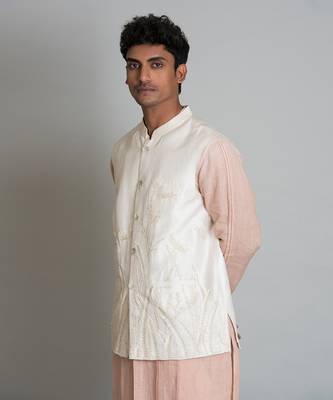 Off white raw silk bandi 2