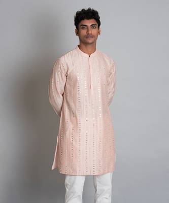 Peach chanderi kurta 1
