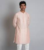 Peach chanderi kurta