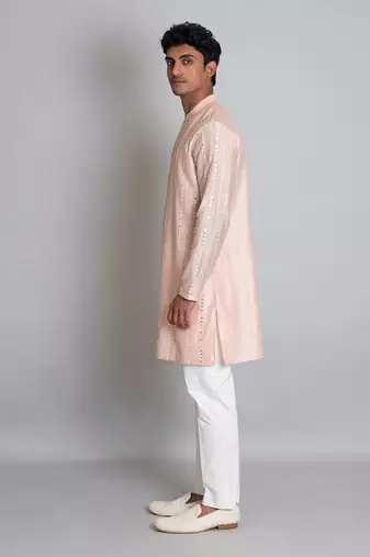 Peach chanderi kurta