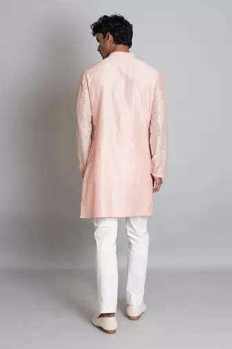 Peach chanderi kurta