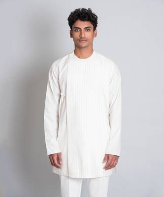 Off white cotton silk short kurta 1