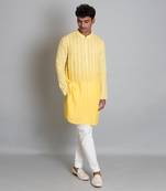 Yellow ombre linen kurta