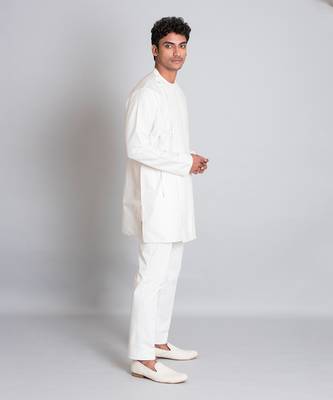Off white cotton silk short kurta 2