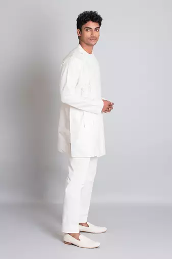 Off white cotton silk short kurta