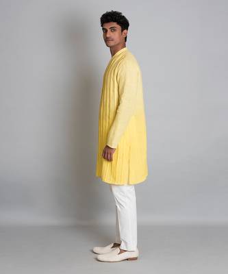 Yellow ombre linen kurta 2