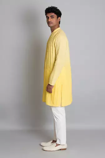 Yellow ombre linen kurta