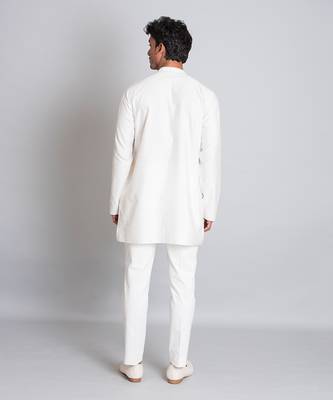 Off white cotton silk short kurta 3