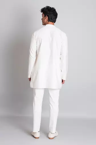 Off white cotton silk short kurta