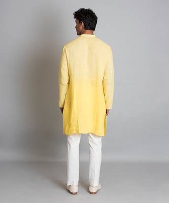 Yellow ombre linen kurta 3